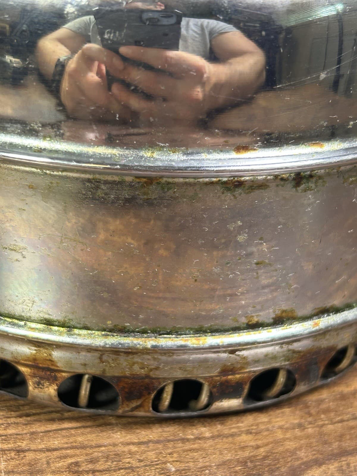 The SIMPLEX Patent Whistling Tea Kettle Solid Copper Chrome England Wood Handle 5