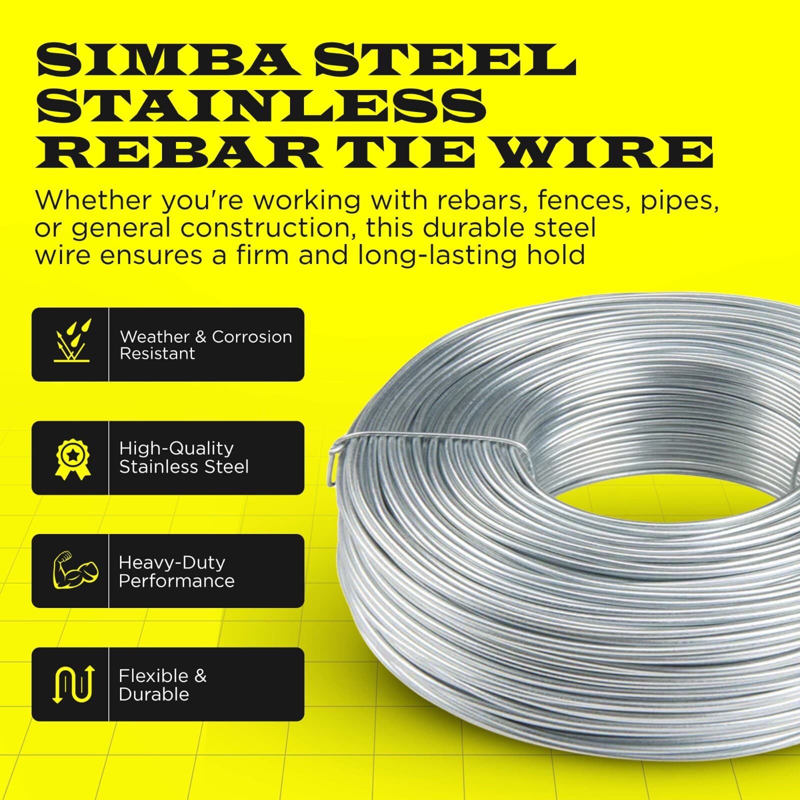 Stainless Steel Tie Wire, 16 Gauge , 3.35lb Rolls 1 - 100 Qty SIMBA STEEL 3