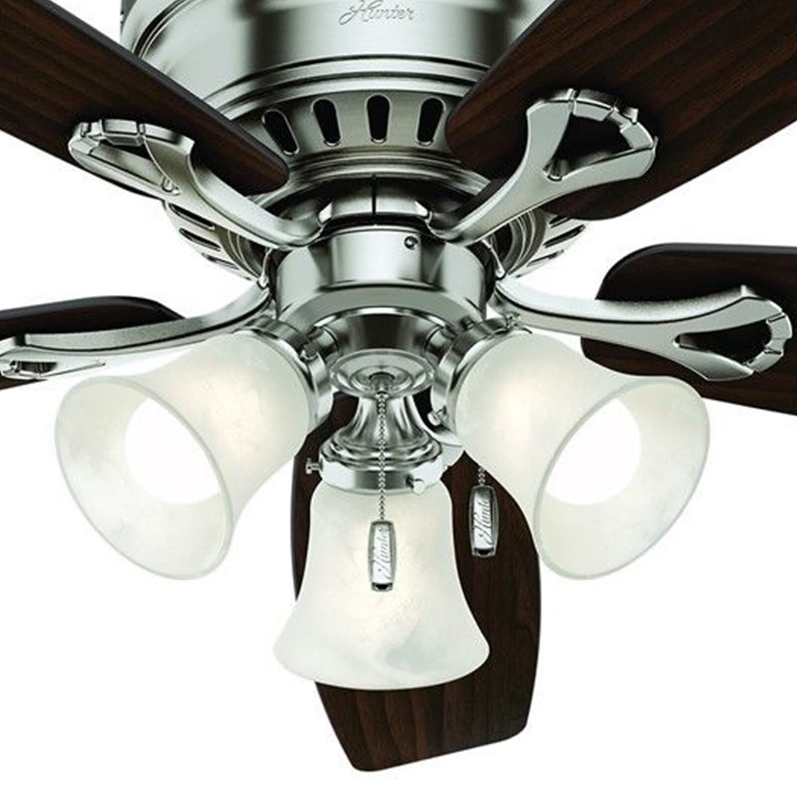 Hunter Fan 52 inch Low Profile Brushed Nickel Ceiling Fan w Light and Pull Chain 3