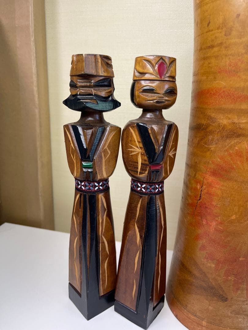 Traditional Kokeshi Dolls Antique Collection Large Medium Small Set Bundle 4