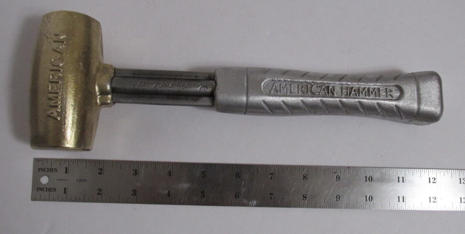 New American Hammer 4" Brass Alloy Non-Marring Head 5 lb. Mallet Aluminum Handle 5