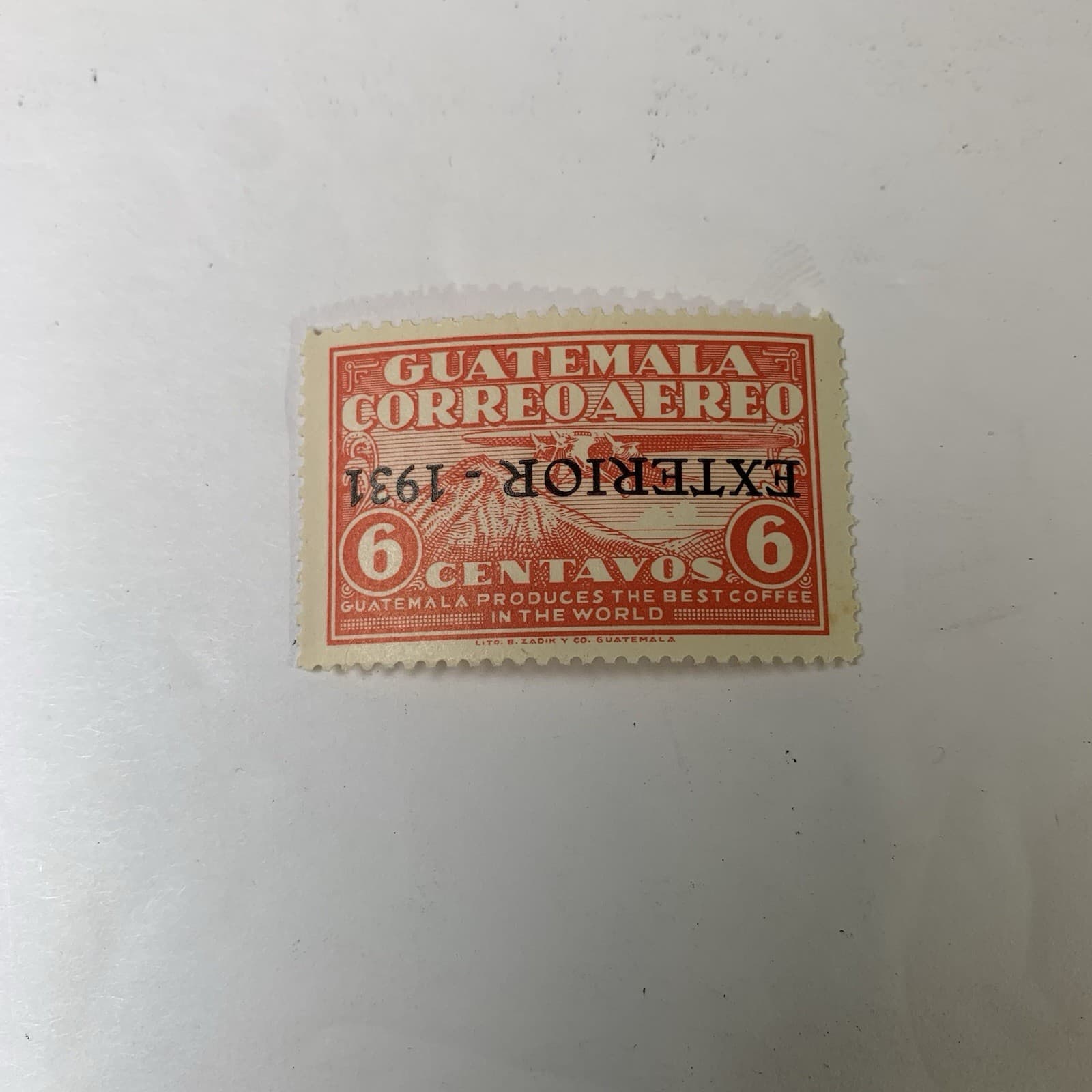 1931 Guatemala Stamp, Guatemalan airmail with inverted overprint. Used 2