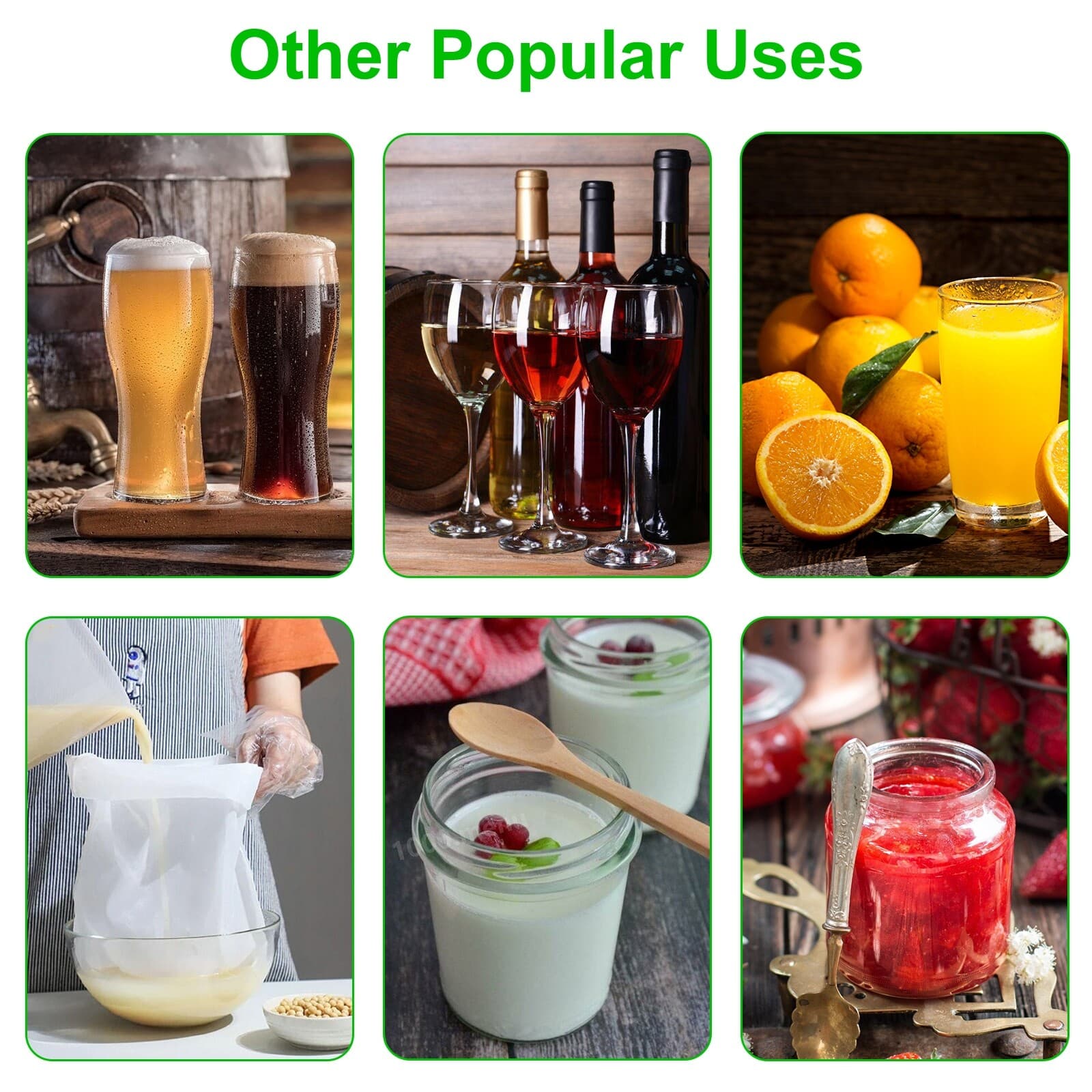 3x Drawstring Straining Brew Bag Extra Large Fine Mesh for Fruit Grape Wine Beer 6