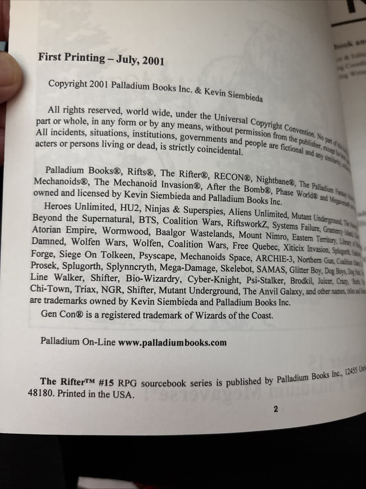 THE RIFTER # 15 - Your Guide to the Megaverse - Palladium Books - Sourcebook  5