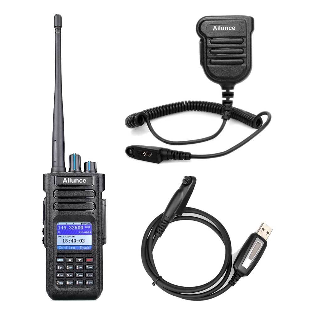 Ailunce HD1 GPS DMR Handheld Walkie Talkie Ham Radio Transceiver & Mic & USB