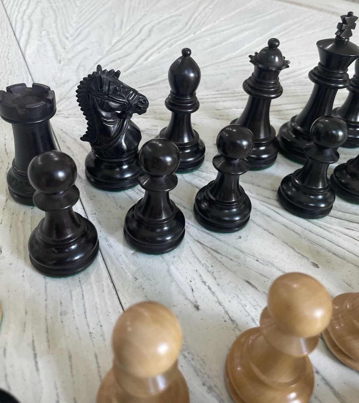 Vtg 4.1" Supreme Bridal Knight Staunton Wooden Chess 34 Heavy Weight Pieces 5