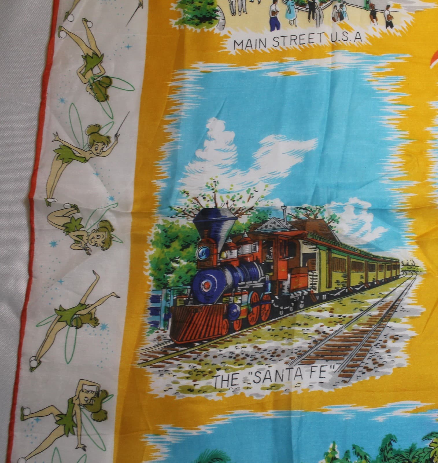 Vintage Disneyland Rayon/Silk Scarf Rare 1961 Walt Disney Productions Tinkerbell 5