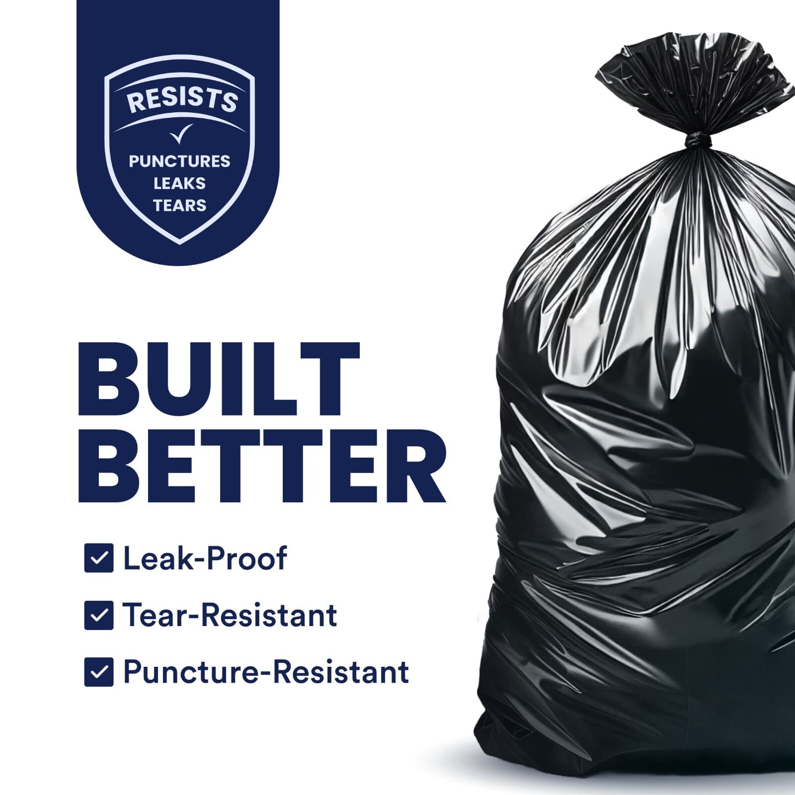 Plasticplace 55-60 Gallon Trash Bags, 1.0 Mil - Black, Case of 100 2