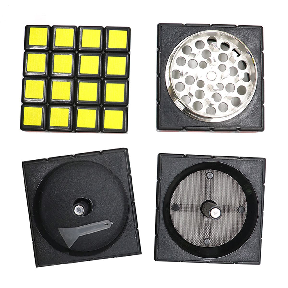 2.3" 4 PC Cube Shape Aviation Tobacco Grinder Herb Spice Smoke Crusher US 5