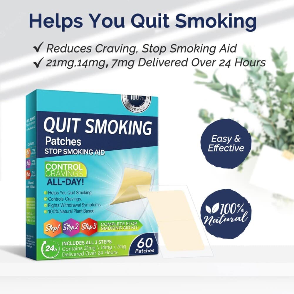 Quit Smoking Patches Step 1 2 3 - 21mg, 14mg, 7mg Nicotine, 60 Count Stop Aid 2