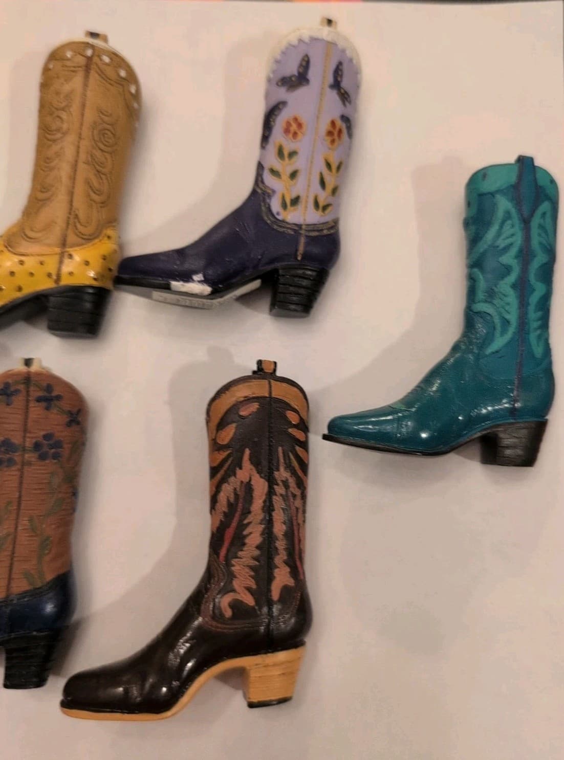 Lot of 9 Miniature Cowboy Cowgirl Boots Resin Figurine Collectible Western 2