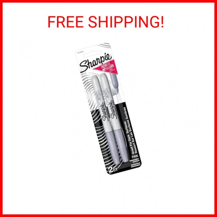 SHARPIE Metallic Permanent Markers, Fine Point, Silver, 2 Count 2