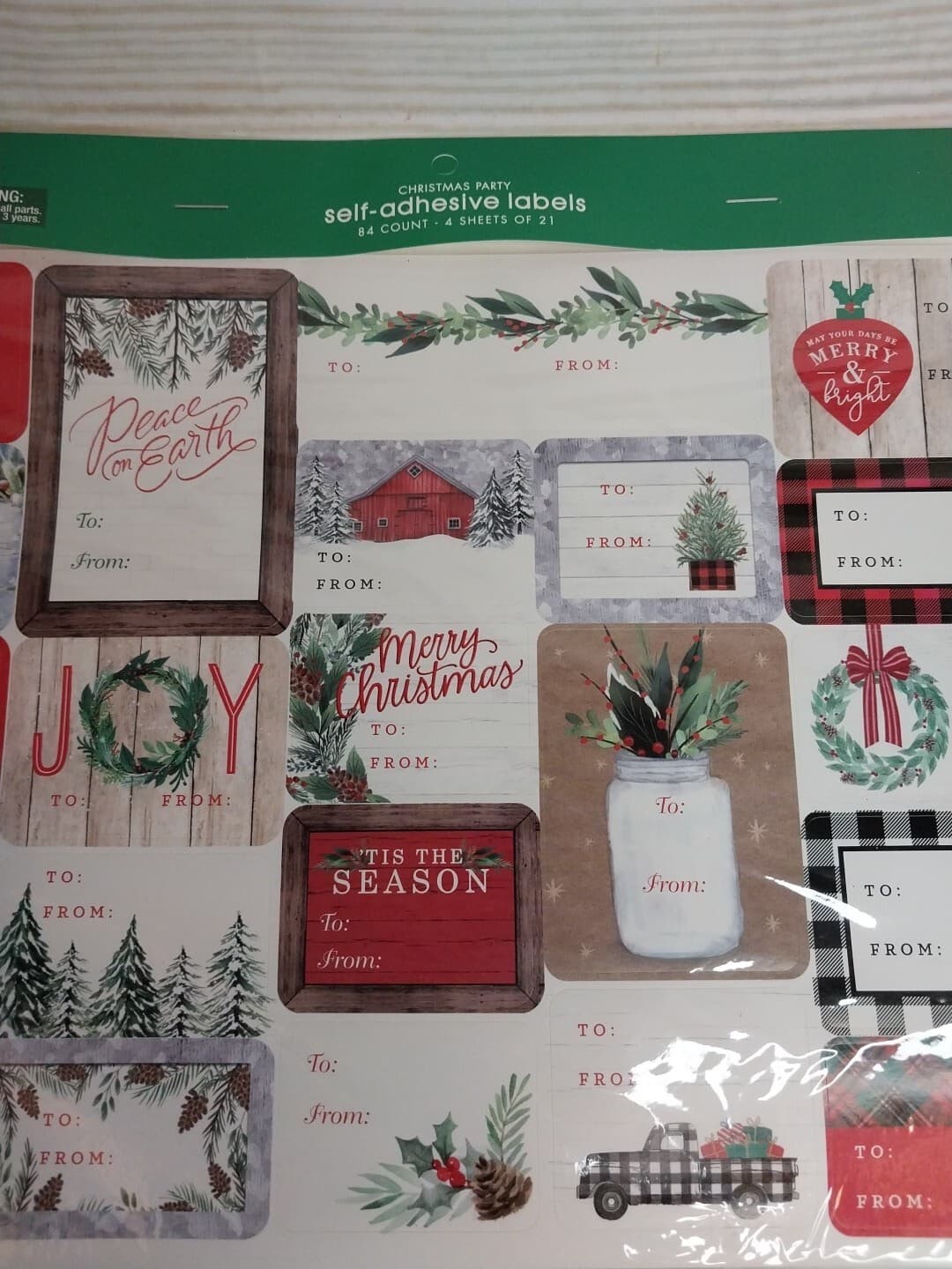 New! 84 Farmhouse Sticker Gift Tags Labels Christmas Presents Barn Truck Snow 3