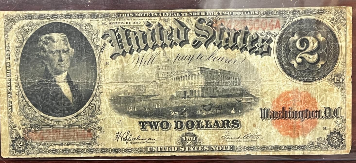 1917 $2 Large Size Legal Tender Note, Circulated