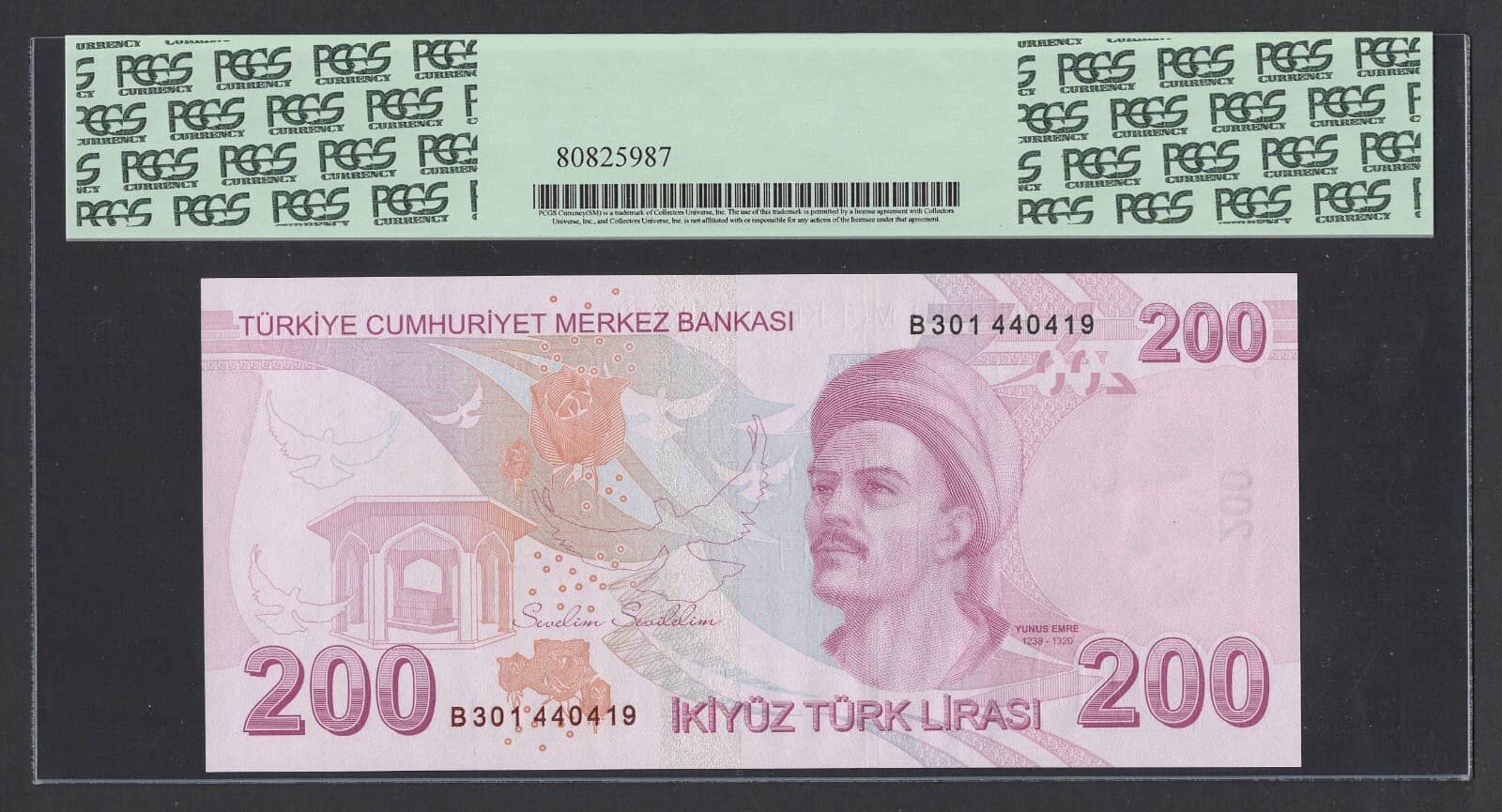 Turkey 200 Lira 2009 P227b Uncirculated Graded 69 2