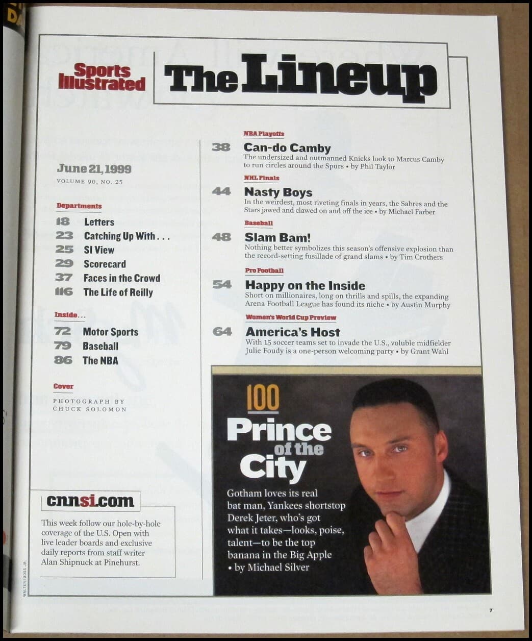 6/21/1999 Sports Illustrated Derek Jeter New York Yankees Knicks NBA NHL Finals 4