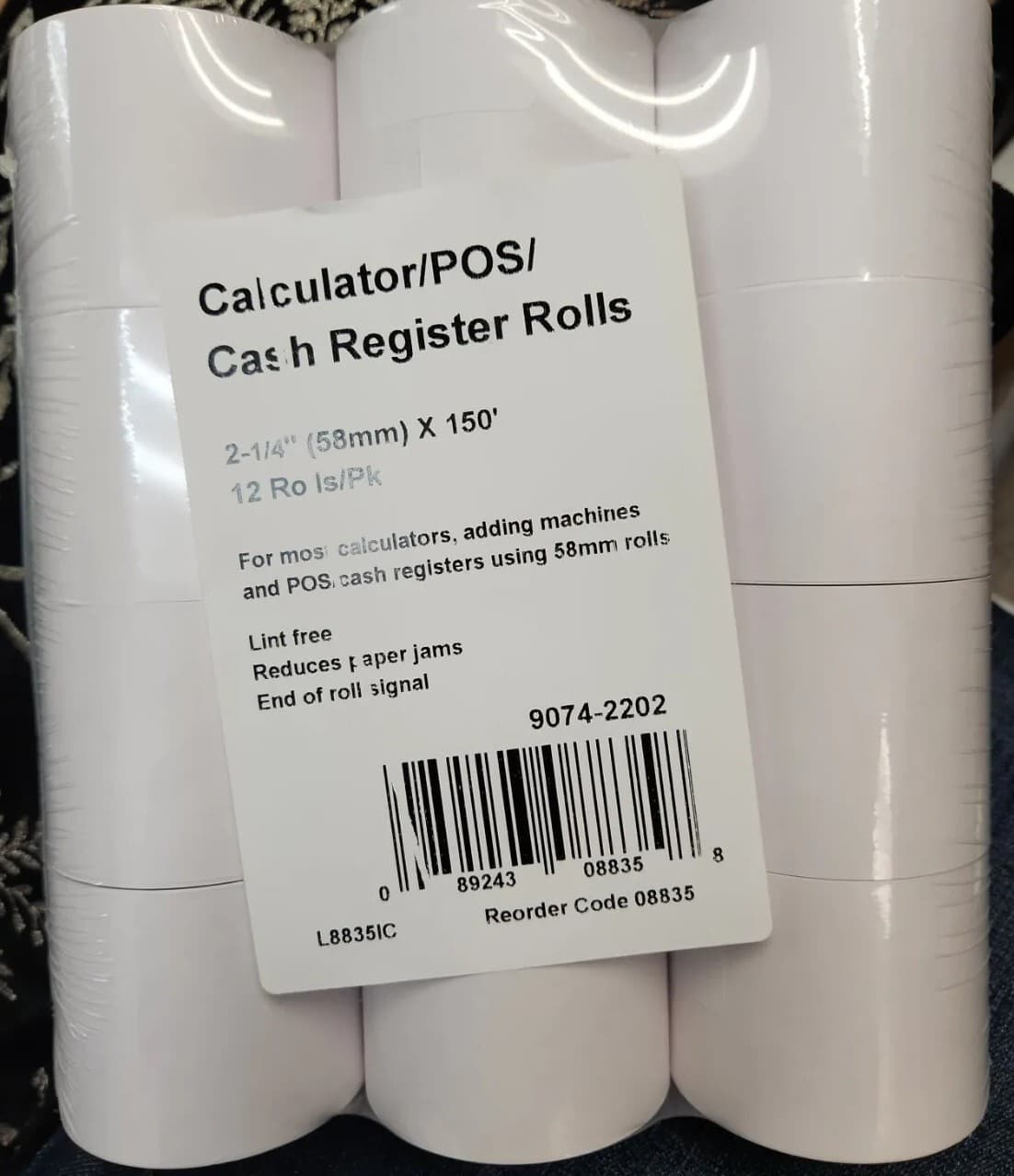 2 1/4" x 150' Traditional Cash Register/POS /Calculator Paper Roll Tape 12 rolls