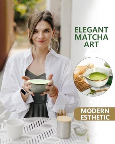 Matcha Whisk Set with Matcha Bowl, Matcha Bamboo Whisk, Scoop, Sifter, matcha 6