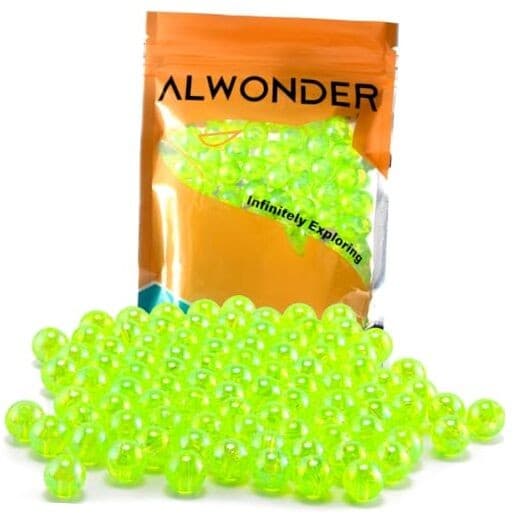  100-Pack Fishing Beads Holographic Beads for 8mm Holographic Chartreuse