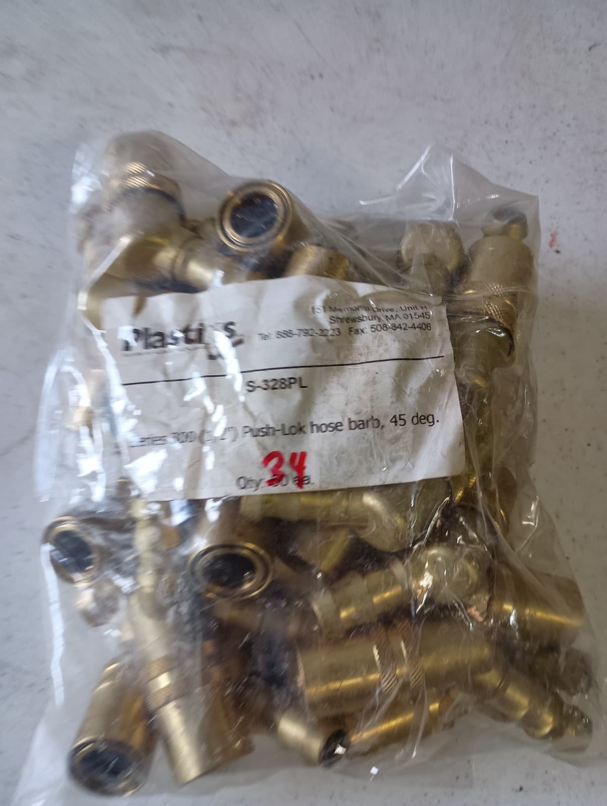 Quick Disconnect Mold Coolant Coupler 1/2” Body x 1/2” Push-On Hose Barb 45° NEW