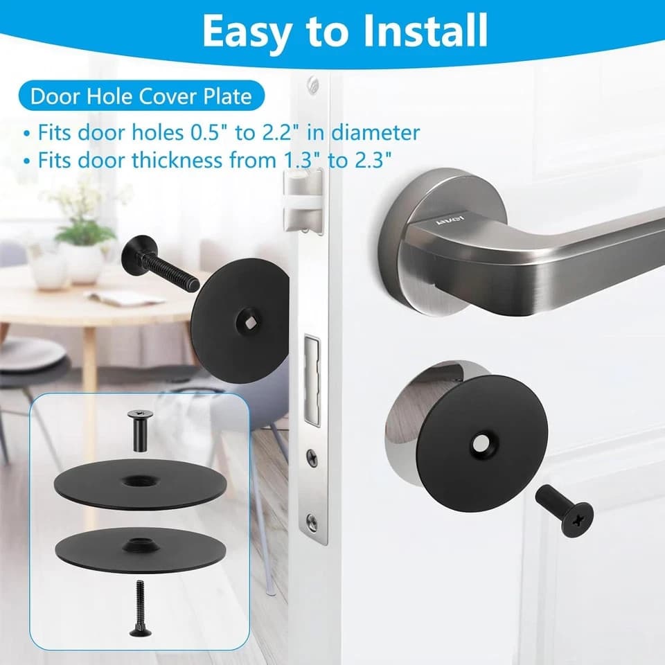 Premium Stainless Steel Door Hole Cover Plate - 2-5/8 Diameter Deadbolt Cover wi 4