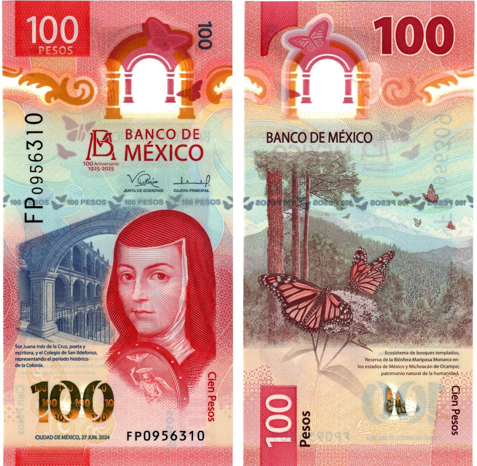 2025 Mexico 50 to 1000 Pesos P138 to P142 UNC Banknote Commemorative  Full set 4