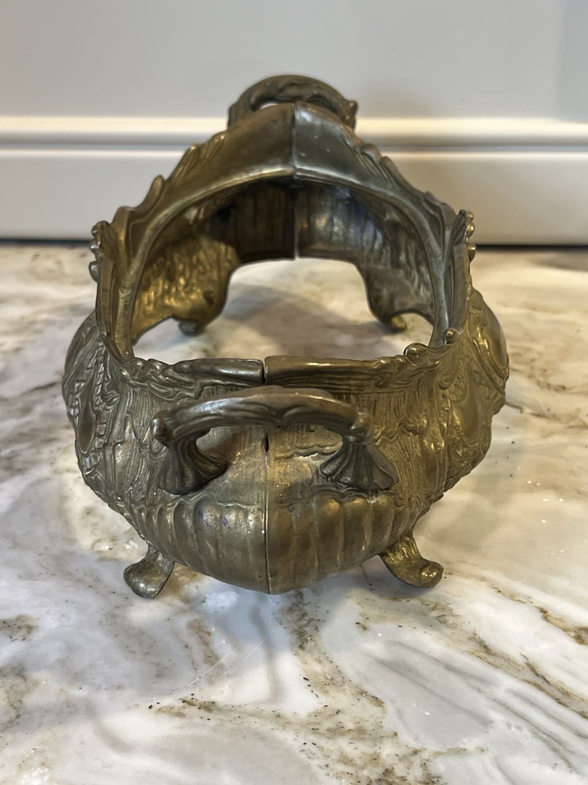 Vintage Solid Brass Italian Style Rococo Footed Jardiniere Planter - So Elegant! 6