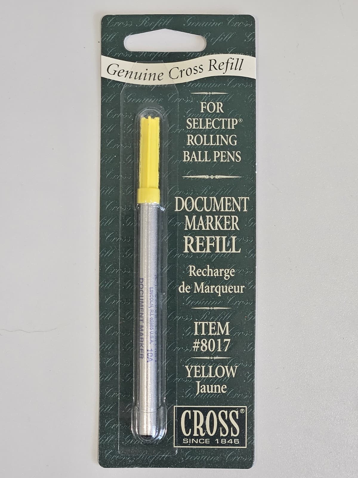 CROSS Brand YELLOW Rolling Ball Pen Gel Selectip Refill Document Marker 8017