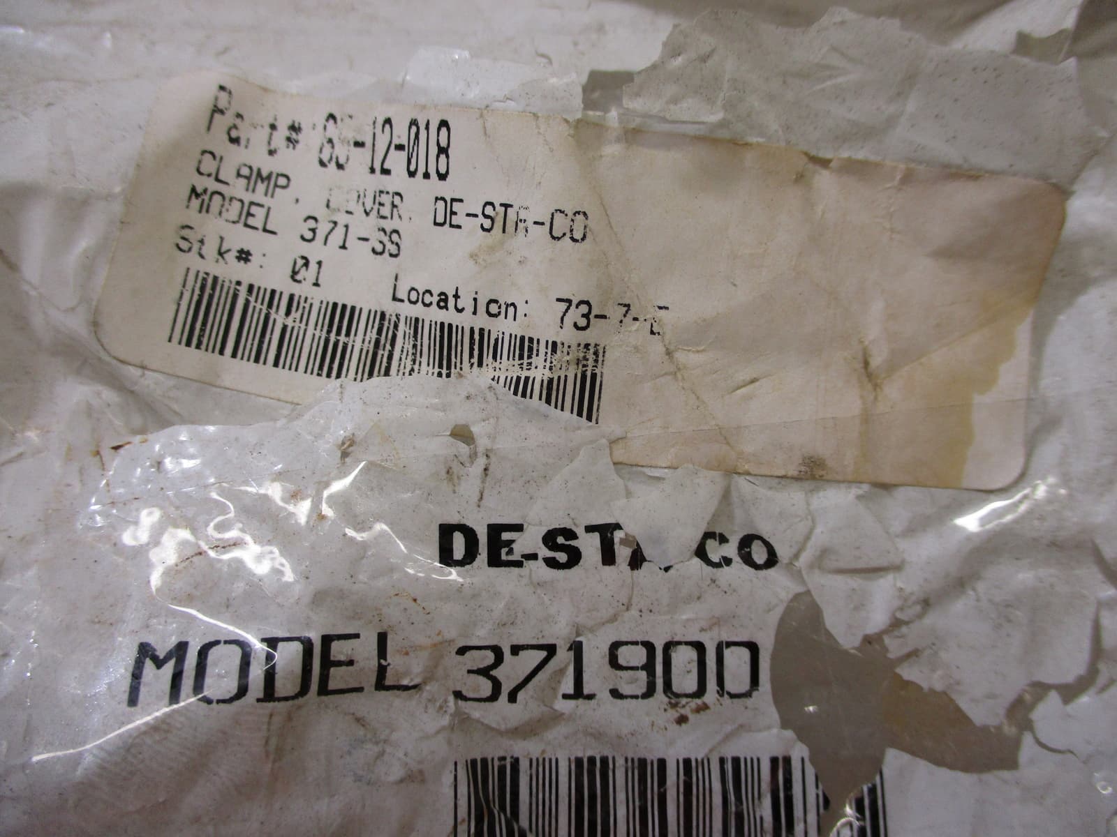 *NEW* DESTACO 371900 CLAMP COVER 65-12-018 2