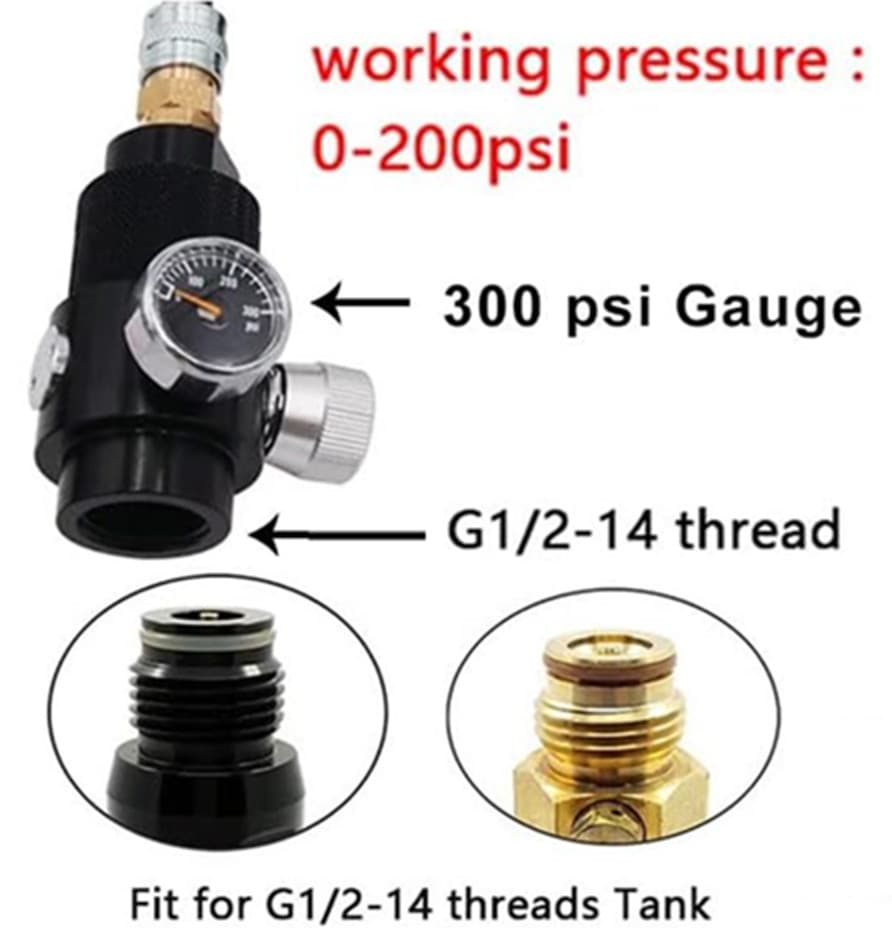 Paintball PCP Airsoft CO2 Tank Cylinder Regulator & Adapter DIY Range 0~200psi 6