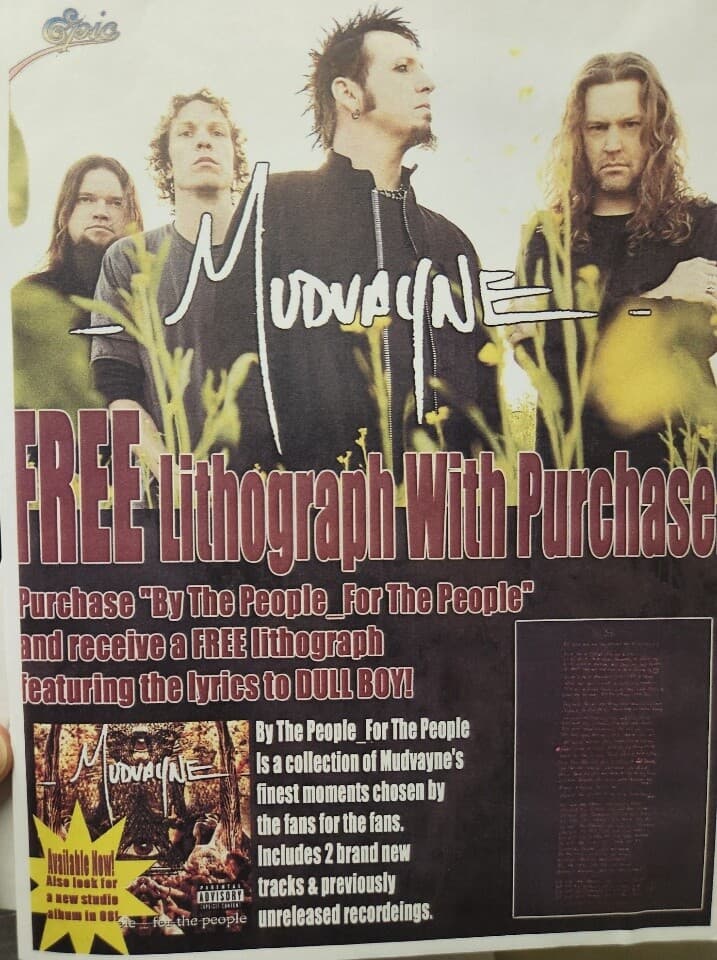 Mudvayne 2007 By The People.....Dull Boy Lyric Lithograph Flawless New Old Stock 2