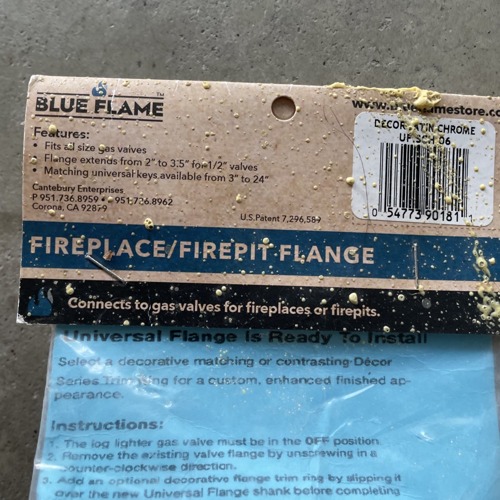 Blue Flame UF.SCH.06 Universal Gas Valve Flange Fireplace/FirePit Flange New 3