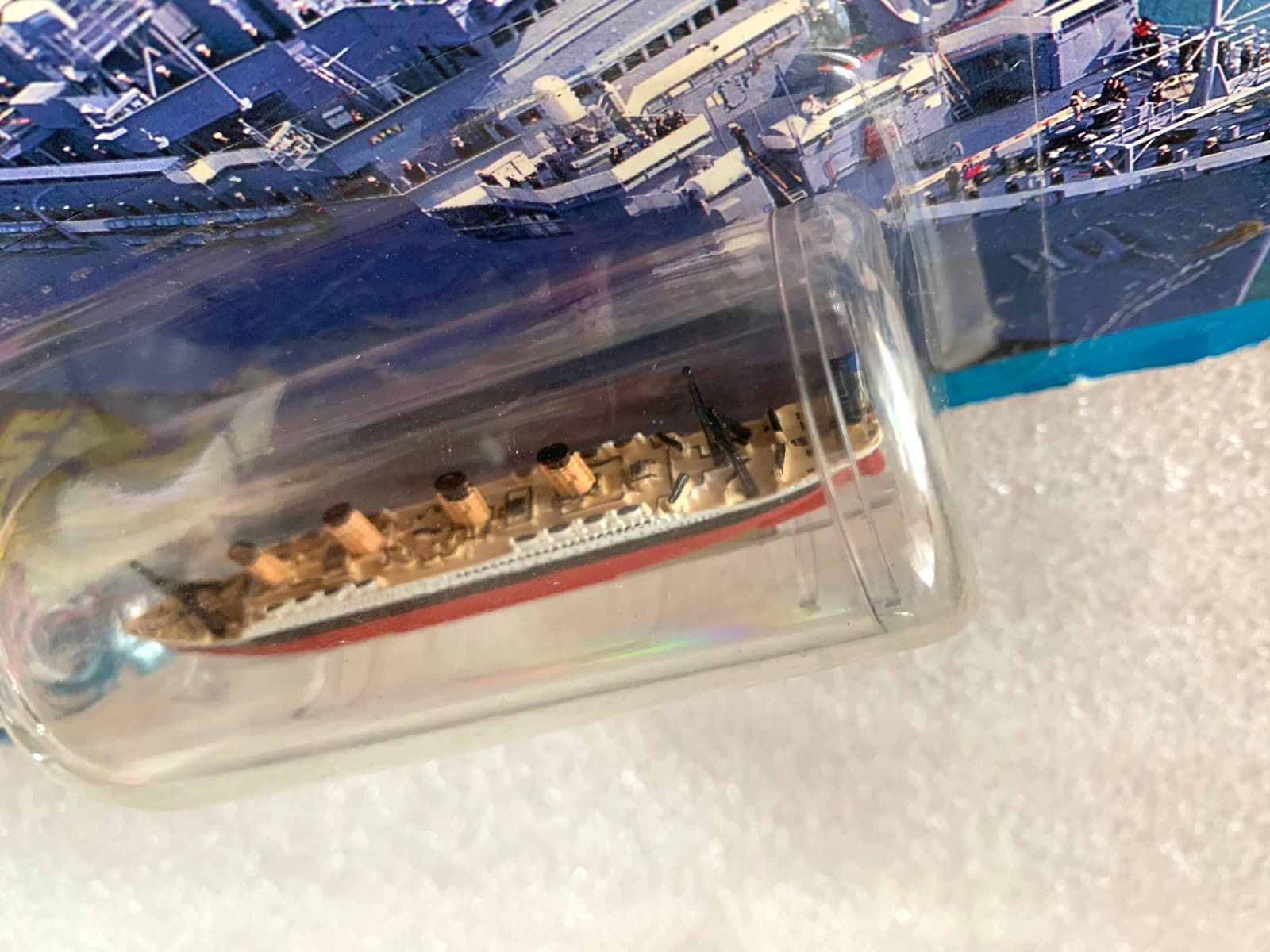 DAMAGED CARD MINIATURE HMS TITANIC OCEAN LINER SHIP IN A BOTTLE MICRO MACHINES 5
