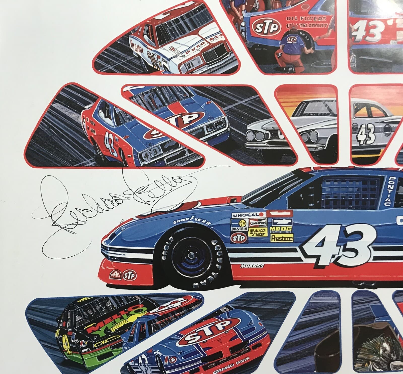 THE KING!! Richard Petty NASCAR Autographed Signed STP 23x26 POSTER Beckett BAS 2