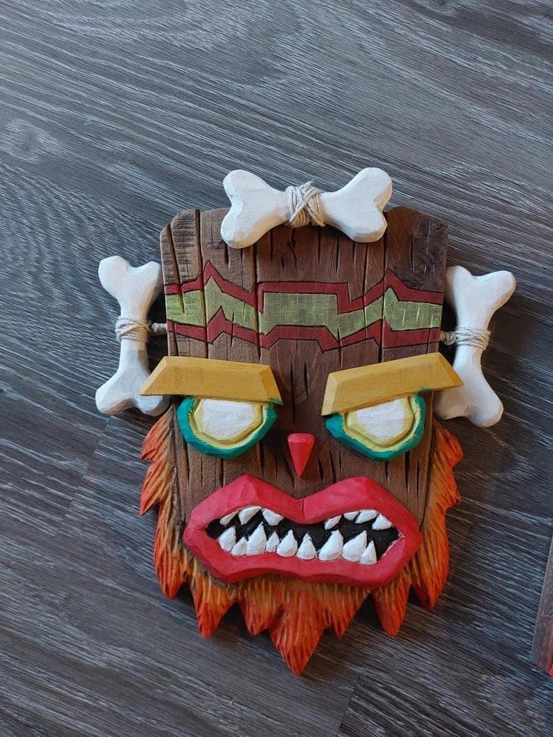 Wooden  Aku Aku & Uka Uka Masks from Crash Bandicoot, MADE TO ORDER 6