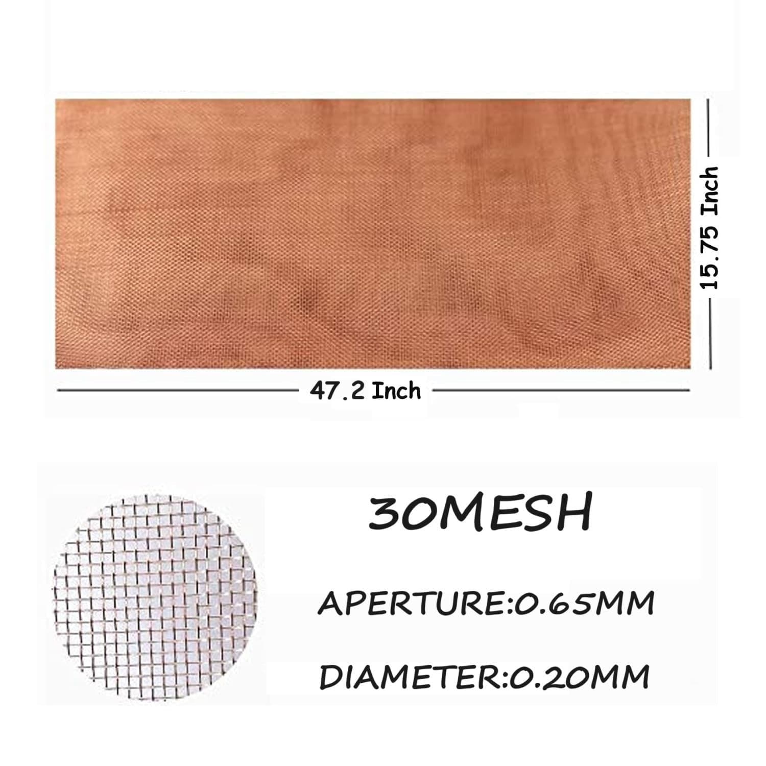 Multi-Purpose Pure Copper Mesh Screen Roll - 15.7" x 47.2" for Windows and Vents 4