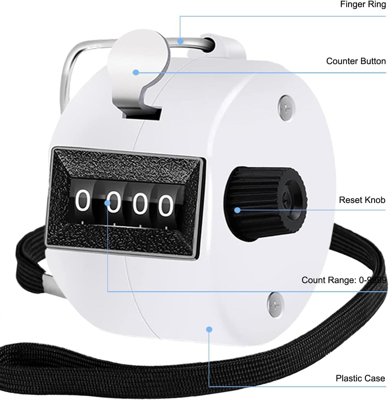 Clicker Counter Handheld Tally 4-Digit Number Black White Red  3