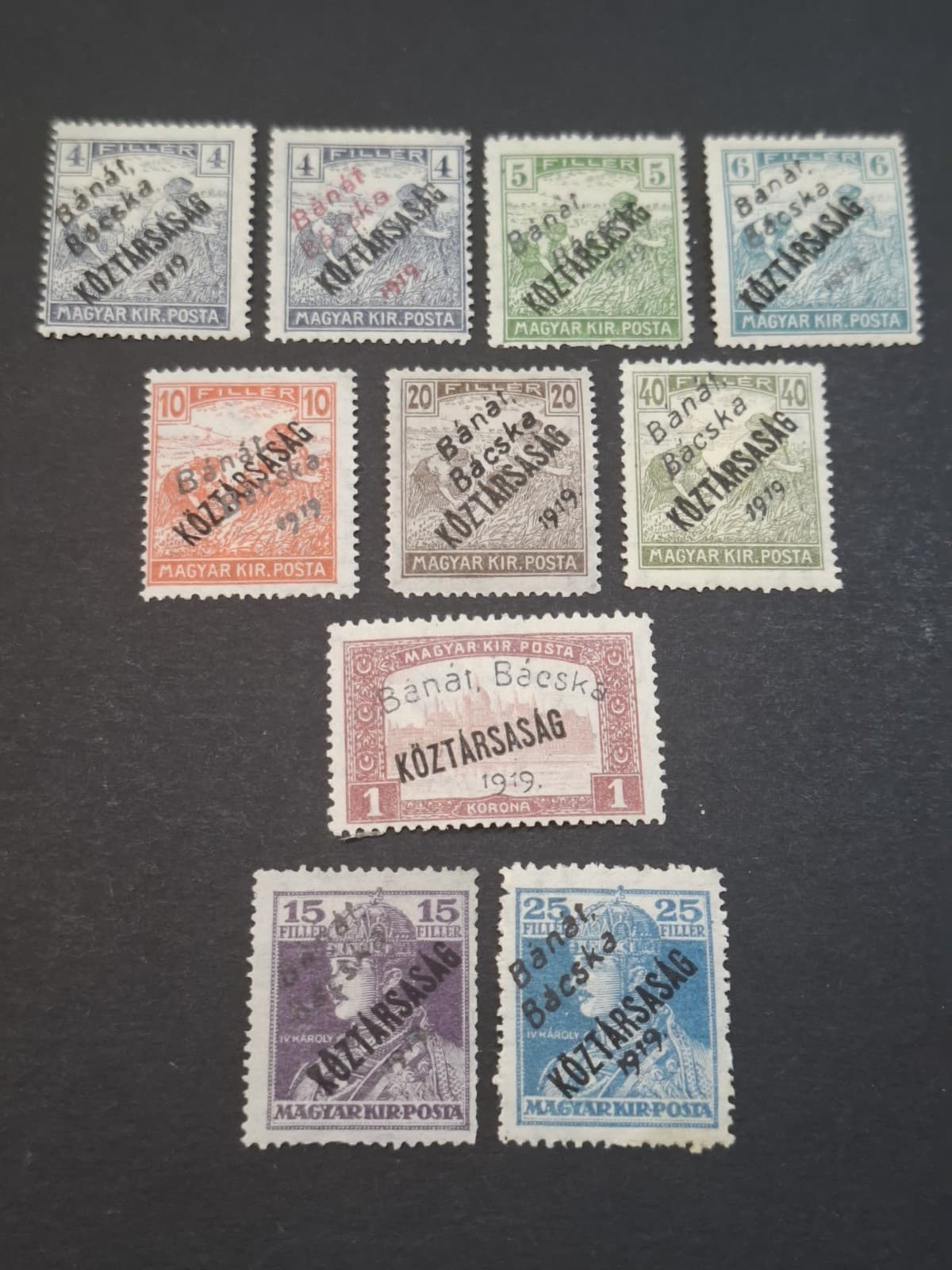 Hungary Occupation Serbia 1919 Banat Bacska Koztarsasag * MH Selection 10 Pcs 6