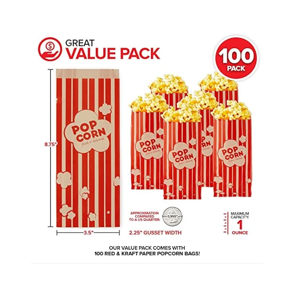 Small 1 oz Paper Popcorn Bags, Grease,Resistant & Leak,Proof for 2