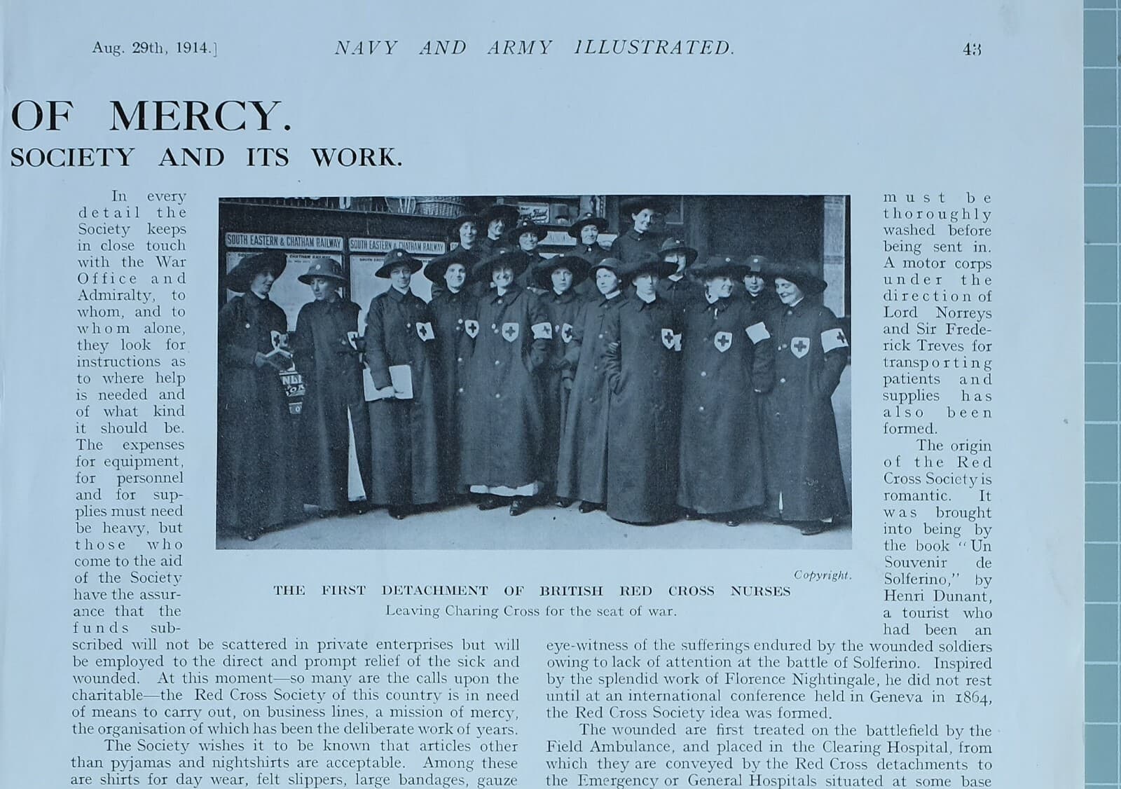 1914 WW1 PRINT BRITISH RED CROSS SOCIETY REGIMENTAL FIELD HOSPITAL NURSES 3