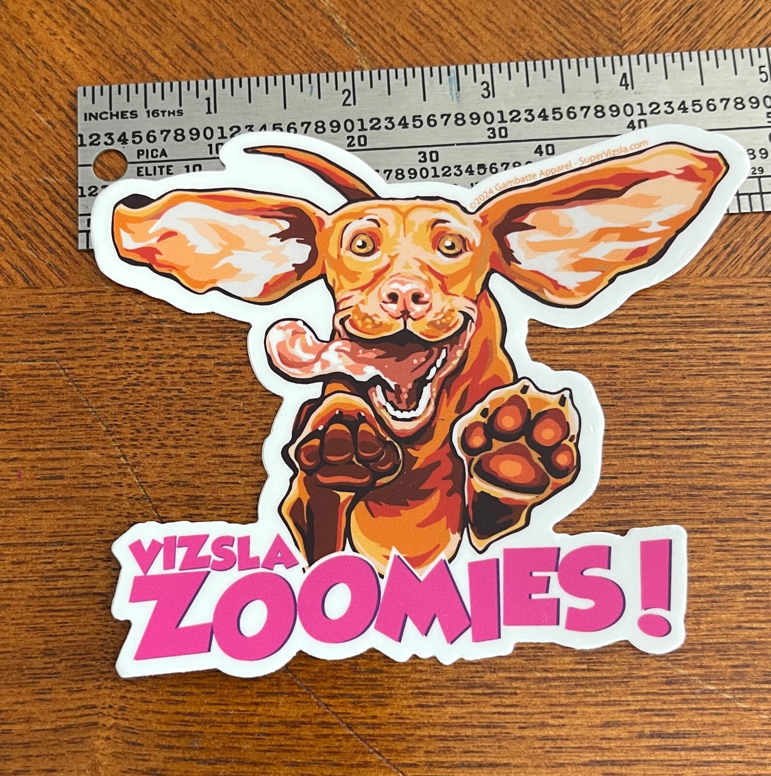 Happy jumping Hungarian Vizsla Zoomies puppy dog sticker pack cartoon decal 4.5" 2