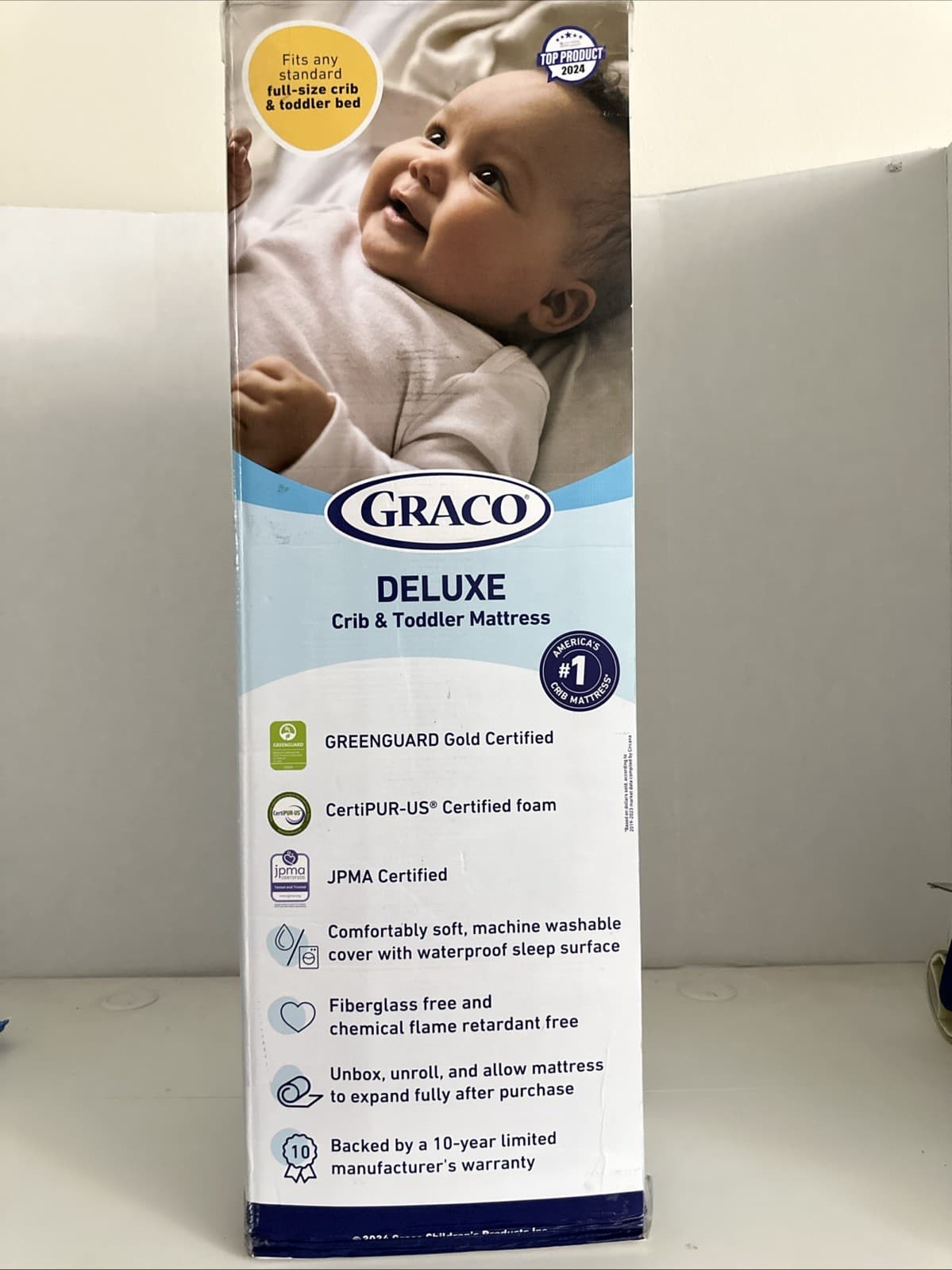GRACO Deluxe Foam Mattress In A Box For Standard Size Baby Crib And Toddler Bed
