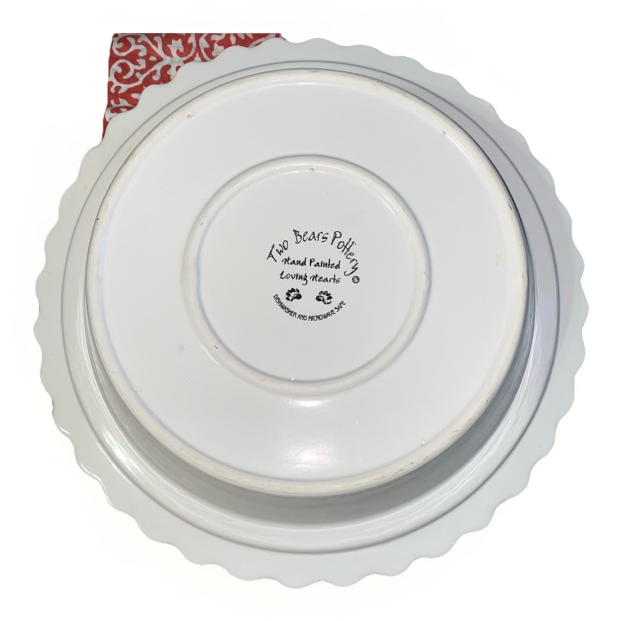 Two Bears Pottery Hand painted Hearts 12” Pie Plate With Lid Microwave Safe 3