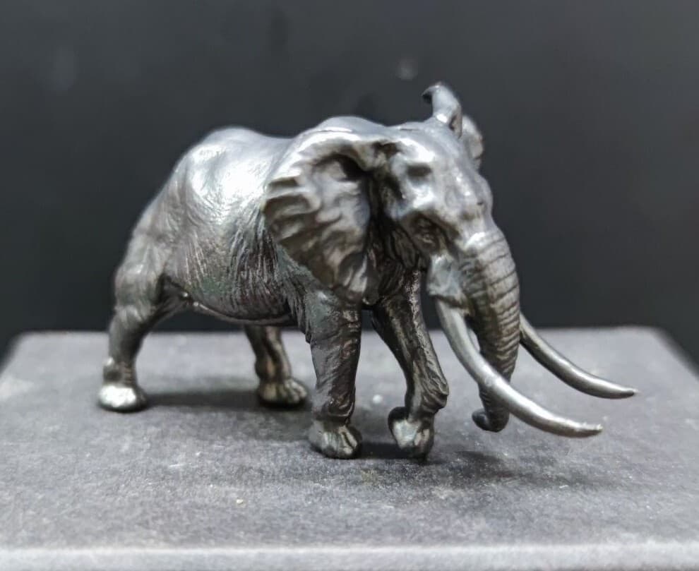 Black Brass Mammoth Statue Elephant Animal Figure Display Decor 3