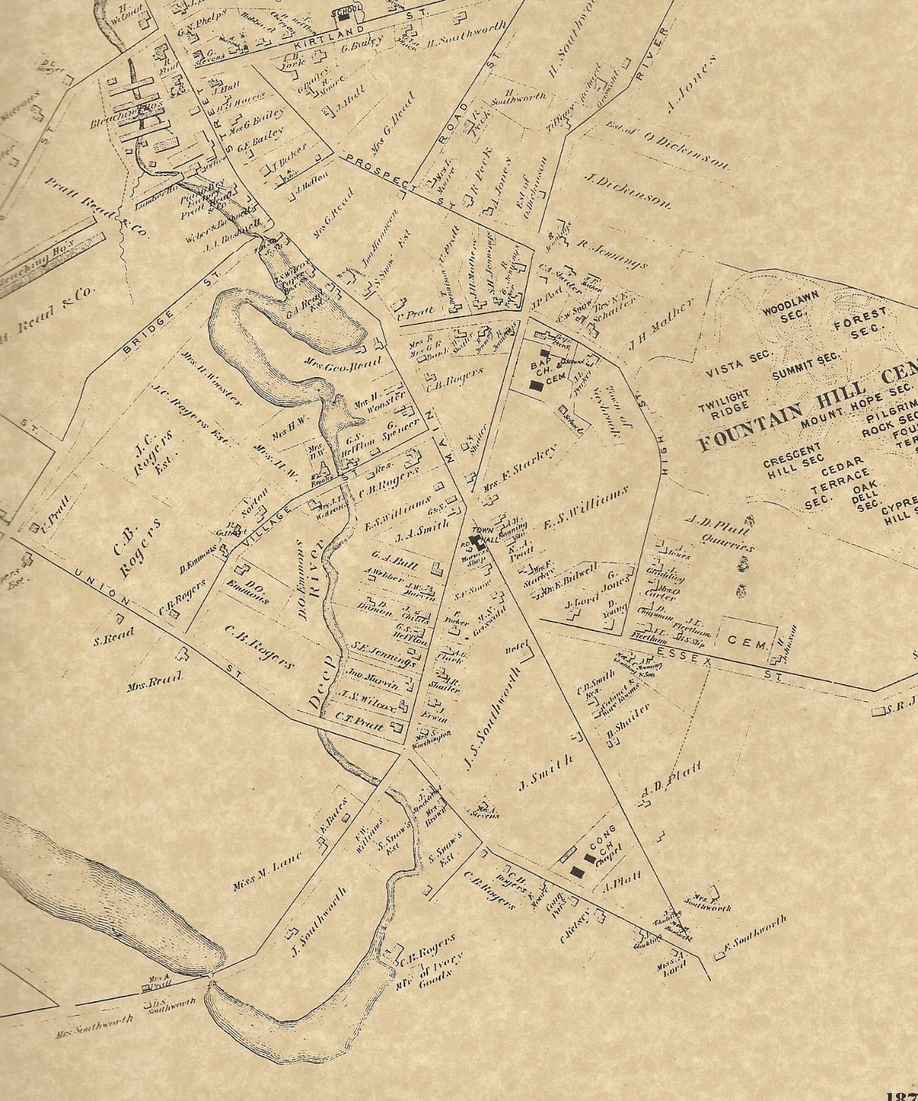 Essex  Deep River Centerbrook  CT 1874  Maps with Homeowners Names Shown  4