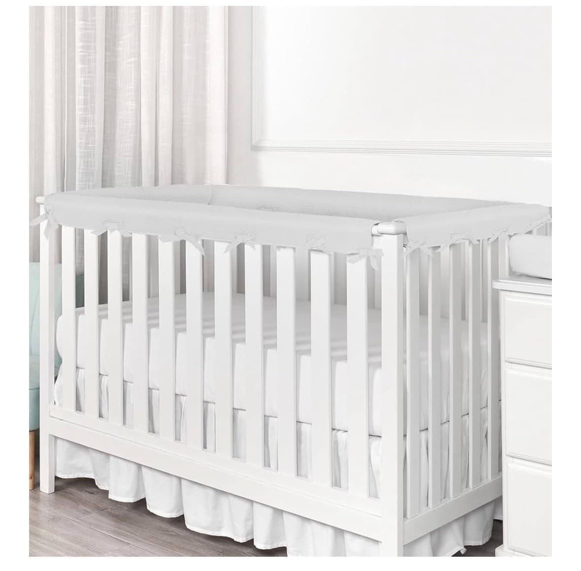 New 4 Piece Gray Baby Toddler Crib Rail Cover Protector Safe Teething Guard Wrap 3