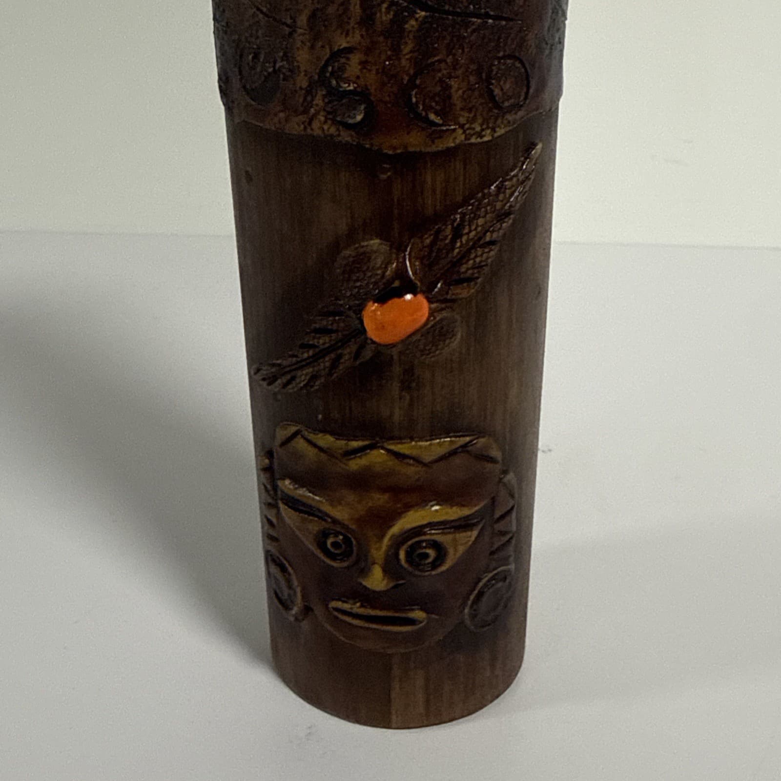 Vintage PERU CUSCO Peruvian Wood Totem Pole Rattling Rainstick Folk Art 2