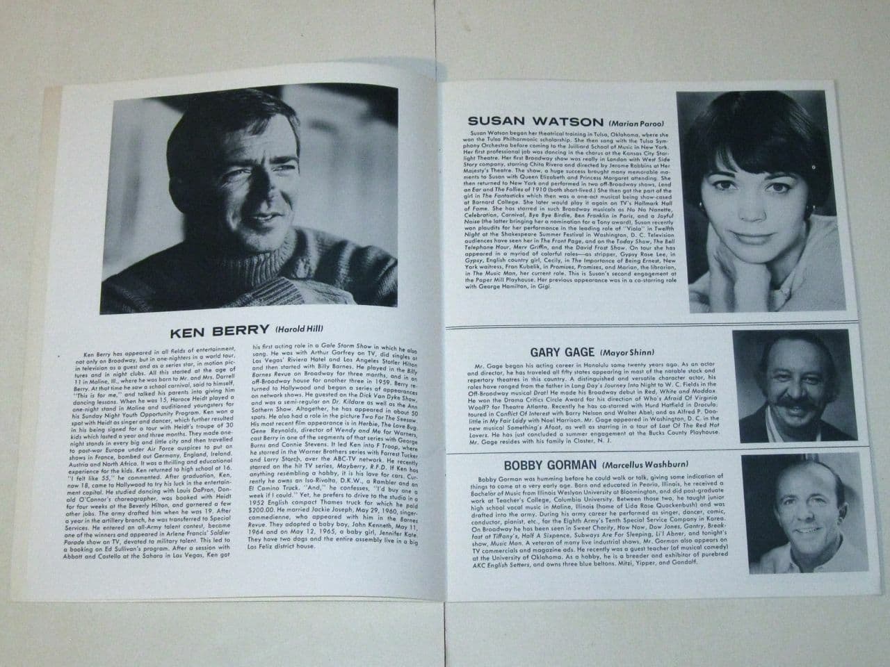 Rare 1974 The MUSIC MAN at Paper Mill Playhouse PROGRAM! Ken BERRY! Susan WATSON 4