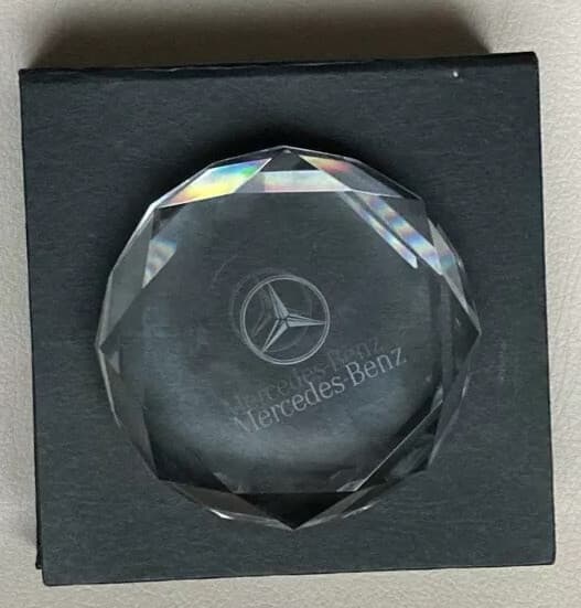 Vintage Mercedes Benz Car Crystal Glass Paperweight W/ BOX 4