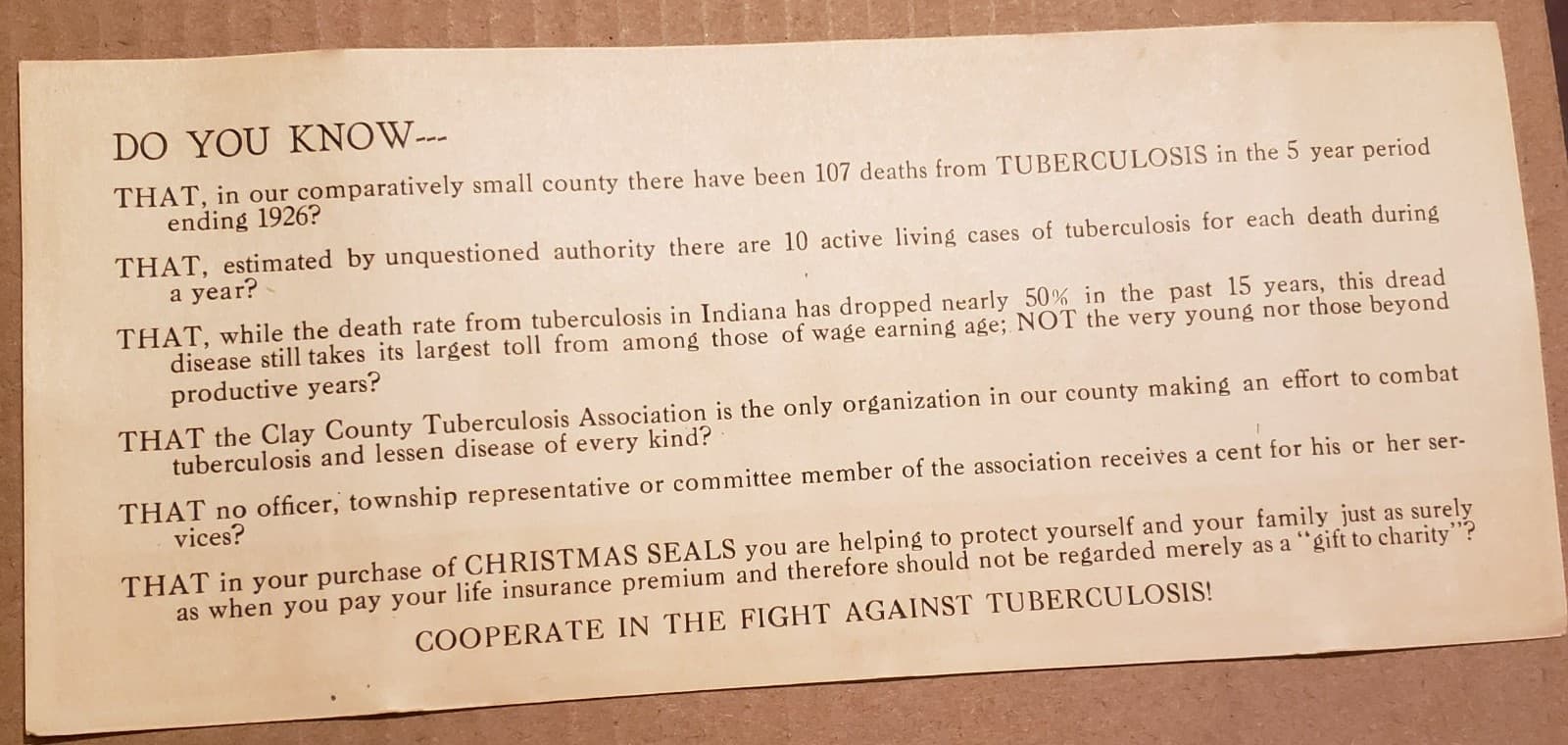 Lot of 25 Vintage 1927  Clay County, IN. Christmas Seal Ad with Santa 's Sleigh 2